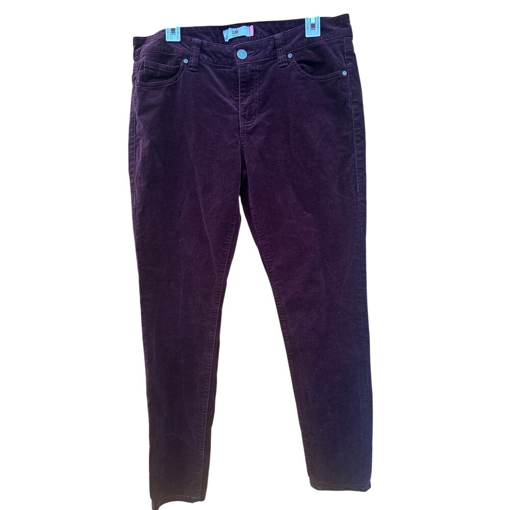 CAbi The Skinny Corduroy Pants 12 Vineyard Burgundy Stretch #4509